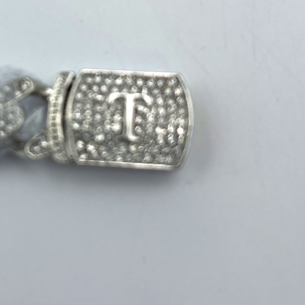 Hello Ice Tennis Bracelet "T" Initial Stainless Steel